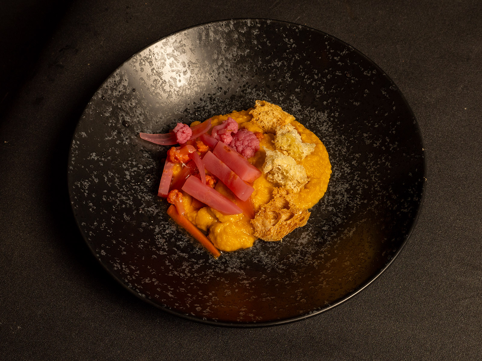Giardinetta di verdure su crema di zucca e limone